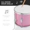 imageBest Choice Products Kids 5Piece Beginner Drum Set Junior Kit Starter Percussion wCymbals Pedal Drumsticks Stool Toms Snare Hi Hat  BlackPink Sparkle