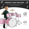 imageBest Choice Products Kids 5Piece Beginner Drum Set Junior Kit Starter Percussion wCymbals Pedal Drumsticks Stool Toms Snare Hi Hat  BlackPink Sparkle