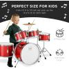 imageBest Choice Products Kids 5Piece Beginner Drum Set Junior Kit Starter Percussion wCymbals Pedal Drumsticks Stool Toms Snare Hi Hat  BlackRed Sparkle