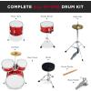 imageBest Choice Products Kids 5Piece Beginner Drum Set Junior Kit Starter Percussion wCymbals Pedal Drumsticks Stool Toms Snare Hi Hat  BlackRed Sparkle