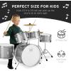 imageBest Choice Products Kids 5Piece Beginner Drum Set Junior Kit Starter Percussion wCymbals Pedal Drumsticks Stool Toms Snare Hi Hat  BlackSilver Sparkle