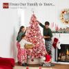 imageBest Choice Products PreLit Artificial Christmas Tree 6ft Snow Flocked Pine Tree 2in1 White and Multicolor LED Lights Full Snowy AppearanceRed