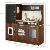 imageBest Choice Products Pretend Play Kitchen Wooden Toy Set for Kids wRealistic Design Telephone Utensils Oven Microwave Sink  Pink FloralEspresso