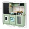 imageBest Choice Products Pretend Play Kitchen Wooden Toy Set for Kids wRealistic Design Telephone Utensils Oven Microwave Sink  Pink FloralSage
