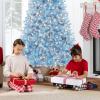 imageBest Choice Products White Christmas Tree 75ft PreLit Artificial Pine Tree Premium Holiday Decoration wWarm White Lights Stand Easy AssemblyBaby Blue