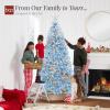 imageBest Choice Products White Christmas Tree 75ft PreLit Artificial Pine Tree Premium Holiday Decoration wWarm White Lights Stand Easy AssemblyBaby Blue