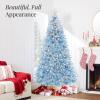 imageBest Choice Products White Christmas Tree 75ft PreLit Artificial Pine Tree Premium Holiday Decoration wWarm White Lights Stand Easy AssemblyBaby Blue