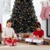 imageBest Choice Products White Christmas Tree 75ft PreLit Artificial Pine Tree Premium Holiday Decoration wWarm White Lights Stand Easy AssemblyBlack