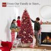 imageBest Choice Products White Christmas Tree 75ft PreLit Artificial Pine Tree Premium Holiday Decoration wWarm White Lights Stand Easy AssemblyBurgundy