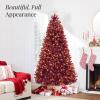 imageBest Choice Products White Christmas Tree 75ft PreLit Artificial Pine Tree Premium Holiday Decoration wWarm White Lights Stand Easy AssemblyBurgundy