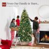 imageBest Choice Products White Christmas Tree 75ft PreLit Artificial Pine Tree Premium Holiday Decoration wWarm White Lights Stand Easy AssemblyClearWhite Lights