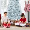 imageBest Choice Products White Christmas Tree 75ft PreLit Artificial Pine Tree Premium Holiday Decoration wWarm White Lights Stand Easy AssemblyIce Blue