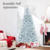 imageBest Choice Products White Christmas Tree 75ft PreLit Artificial Pine Tree Premium Holiday Decoration wWarm White Lights Stand Easy AssemblyIce Blue