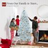 imageBest Choice Products White Christmas Tree 75ft PreLit Artificial Pine Tree Premium Holiday Decoration wWarm White Lights Stand Easy AssemblyIce Blue