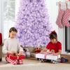 imageBest Choice Products White Christmas Tree 75ft PreLit Artificial Pine Tree Premium Holiday Decoration wWarm White Lights Stand Easy AssemblyLavender