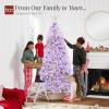 imageBest Choice Products White Christmas Tree 75ft PreLit Artificial Pine Tree Premium Holiday Decoration wWarm White Lights Stand Easy AssemblyLavender
