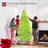imageBest Choice Products White Christmas Tree 75ft PreLit Artificial Pine Tree Premium Holiday Decoration wWarm White Lights Stand Easy AssemblyLime Green