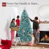 imageBest Choice Products White Christmas Tree 75ft PreLit Artificial Pine Tree Premium Holiday Decoration wWarm White Lights Stand Easy AssemblyPeacock Blue