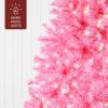 imageBest Choice Products White Christmas Tree 75ft PreLit Artificial Pine Tree Premium Holiday Decoration wWarm White Lights Stand Easy AssemblyPink