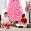 imageBest Choice Products White Christmas Tree 75ft PreLit Artificial Pine Tree Premium Holiday Decoration wWarm White Lights Stand Easy AssemblyPink