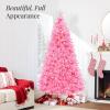 imageBest Choice Products White Christmas Tree 75ft PreLit Artificial Pine Tree Premium Holiday Decoration wWarm White Lights Stand Easy AssemblyPink