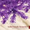 imageBest Choice Products White Christmas Tree 75ft PreLit Artificial Pine Tree Premium Holiday Decoration wWarm White Lights Stand Easy AssemblyPurple