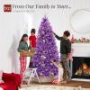 imageBest Choice Products White Christmas Tree 75ft PreLit Artificial Pine Tree Premium Holiday Decoration wWarm White Lights Stand Easy AssemblyPurple
