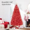 imageBest Choice Products White Christmas Tree 75ft PreLit Artificial Pine Tree Premium Holiday Decoration wWarm White Lights Stand Easy AssemblyRed