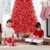 imageBest Choice Products White Christmas Tree 75ft PreLit Artificial Pine Tree Premium Holiday Decoration wWarm White Lights Stand Easy AssemblyRed