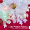 imageBest Choice Products White Christmas Tree 75ft PreLit Artificial Pine Tree Premium Holiday Decoration wWarm White Lights Stand Easy AssemblyWhite
