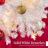 imageBest Choice Products White Christmas Tree 75ft PreLit Artificial Pine Tree Premium Holiday Decoration wWarm White Lights Stand Easy AssemblyWhite Lights