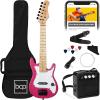 imageBest Choice Products 30in Kids Electric Guitar Beginner Starter Kit w 5W Amplifier Strap Gig Bag Strings Picks  BlackPink Sparkle