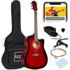 imageBest Choice Products 41in Beginner Acoustic Guitar Full Size All Wood Cutaway Guitar Starter Set wCase Strap Capo Strings Picks  BlackRed