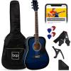 imageBest Choice Products 41in Full Size Beginner All Wood Acoustic Guitar Starter Set wGig Bag Strap Capo Strings Picks  SunburstBlue