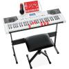 imageBest Choice Products 61Key Beginners Complete Electronic Keyboard Piano Set wLighted Keys LCD Screen Headphones Stand Bench Teaching Modes Note Stickers BuiltIn Speakers  RedWhite