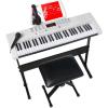imageBest Choice Products 61Key Electronic Keyboard Piano Portable Electric Keyboard Complete Beginner Set wLED Screen Stand Bench Headphones  BlackWhite