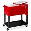 imageBest Choice Products 80Quart Outdoor Steel Rolling Cooler Cart wIce Chest Bottle Opener Catch Tray Drain Plug Locking WheelsRed