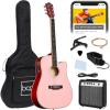 imageBest Choice Products Beginner Acoustic Electric Guitar Starter Set w 41in All Wood Cutaway Design Gig Bag Strap Picks  BluePink