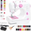 imageBest Choice Products Compact Sewing Machine 42Piece Beginners Kit Multifunctional Portable 6V Beginner Sewing Machine w 12 Stitch Patterns Light Foot Pedal Storage Drawer  TealWhitePinkWhite