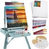 imageBest Choice Products French Easel 32pc Beginners Kit Portable Wooden Folding Adjustable Sketch Box Artist Tripod for Painting Drawing wAcrylic Paints Brushes Canvases Palettes  BlueBlue