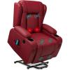 imageBest Choice Products PU Leather Electric Power Lift Chair Recliner Massage Chair Adjustable Furniture for Back Legs w 3 Positions USB Port Heat Cupholders EasytoReach Side Button  BlackRed