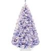 imageBest Choice Products PreLit Artificial Christmas Tree 6ft Snow Flocked Pine Tree 2in1 White and Multicolor LED Lights Full Snowy AppearanceLavender