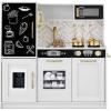 imageBest Choice Products Pretend Play Kitchen Wooden Toy Set for Kids wRealistic Design Telephone Utensils Oven Microwave Sink  Pink FloralWhite Bevel
