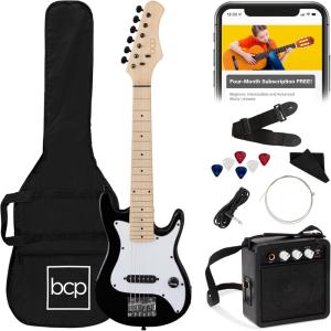 imageBest Choice Products 30in Kids Electric Guitar Beginner Starter Kit w 5W Amplifier Strap Gig Bag Strings Picks  BlackBlack