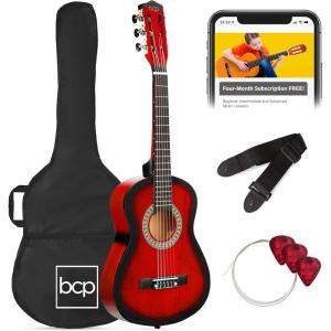 imageBest Choice Products 38in Beginner All Wood Acoustic Guitar Starter Kit wGig Bag 6 Picks Nylon Strings Strap wPick Holder  NaturalRedburst