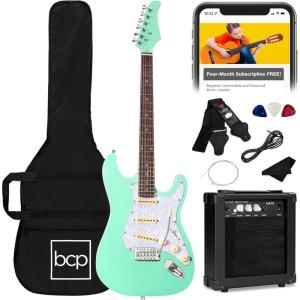 imageBest Choice Products 39in Full Size Beginner Electric Guitar Starter Kit wCase Strap 10W Amp Strings Pick Tremolo Bar  SoCal GreenSoCal Green