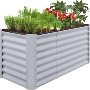 imageBest Choice Products 6x3x2ft Outdoor Metal Raised Garden Bed Deep Root Box Planter for Vegetables Flowers Herbs and Succulents w 269 Gallon Capacity  Peacock BlueMoonlight Gray