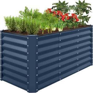imageBest Choice Products 6x3x2ft Outdoor Metal Raised Garden Bed Deep Root Box Planter for Vegetables Flowers Herbs and Succulents w 269 Gallon Capacity  Peacock BlueNavy