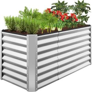 imageBest Choice Products 6x3x2ft Outdoor Metal Raised Garden Bed Deep Root Box Planter for Vegetables Flowers Herbs and Succulents w 269 Gallon Capacity  Peacock BlueGalvanized