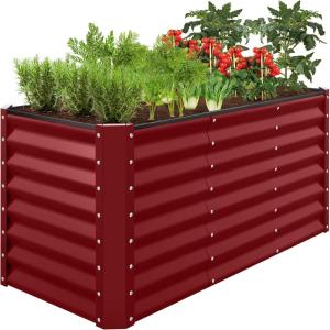 imageBest Choice Products 6x3x2ft Outdoor Metal Raised Garden Bed Deep Root Box Planter for Vegetables Flowers Herbs and Succulents w 269 Gallon Capacity  Peacock BlueRoyal Red